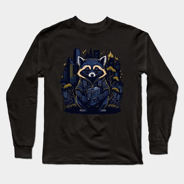 Raccon Agent Long Sleeve T-Shirt by mysticpotlot